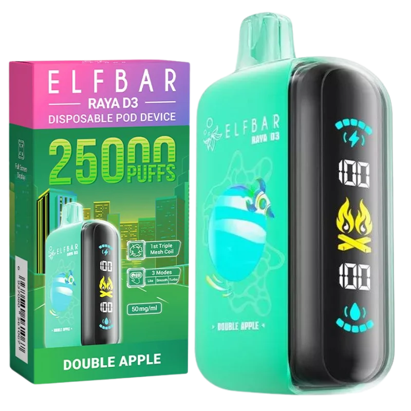 Buy Elfbar Raya D3 – 25,000 Puffs (Double Apple) Disposable Vape Online | Express Delivery in Hyderabad