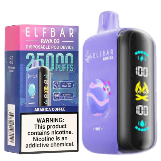 Buy Elfbar Raya D3 – 25,000 Puffs (Arabica Coffee) | Express Delivery in Hyderabad