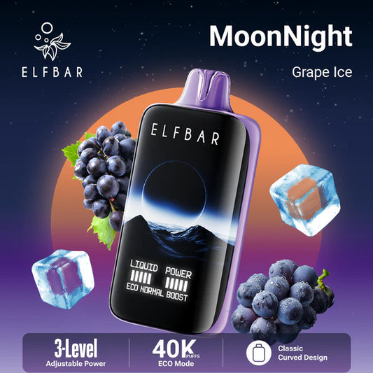Buy ELFBAR MoonNight Disposable Vape – Grape Ice Online | 40,000 Puffs | Express Delivery in Hyderabad