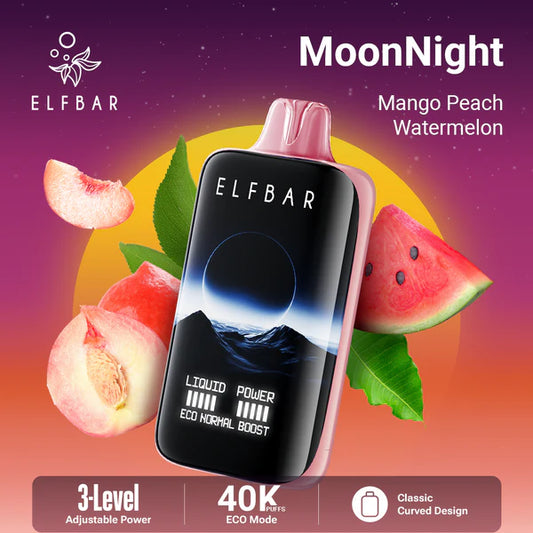 Buy ELFBAR MoonNight Mango Peach Watermelon – 40,000 Puffs Online | Express Delivery in Hyderabad